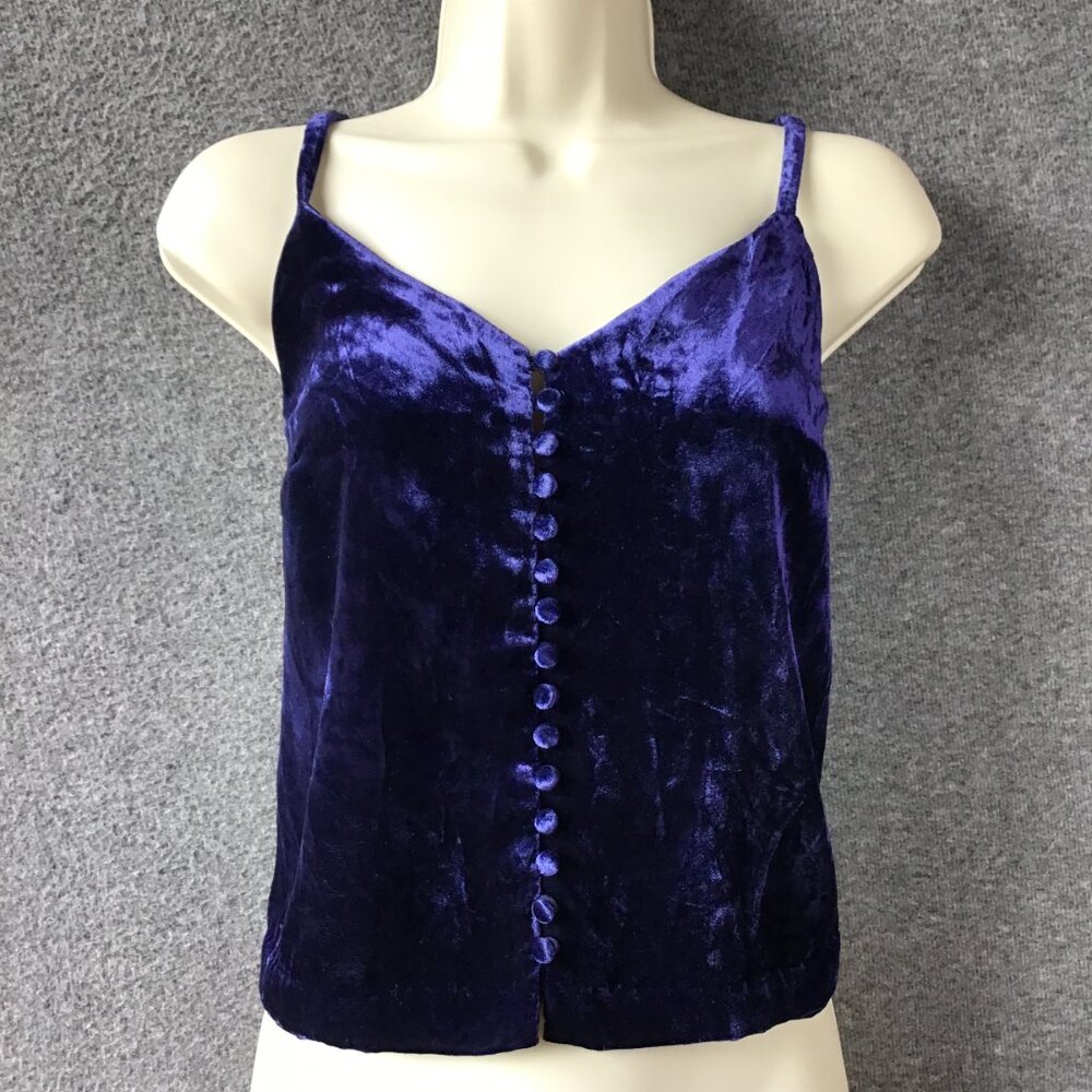 Madewell Royal Blue Button‎ Front Crushed Velvet Cami Tank Sz 4